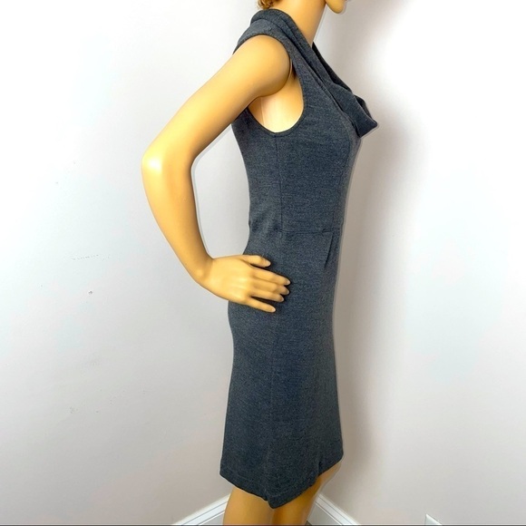 : Ann Taylor Wool Blend Cowl Neck Shift Dress – Dark Gray, Size 6 - Picture 5 of 11